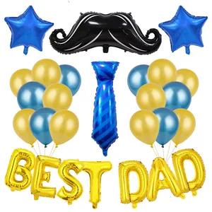 Foil Latex Balloons Father's Day Best Dad Letter Mustache Tie Star Decorative Celebration Party Supplies Gift For Dad
