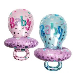 Grands ballons en aluminium tétine rose et bleu avec imprimé Baby pour fête bébé