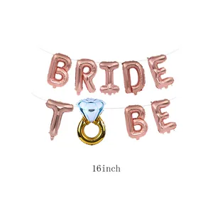 Kit ballons BRIDE TO BE rose doré avec ballon bague en diamant pour déco de fête