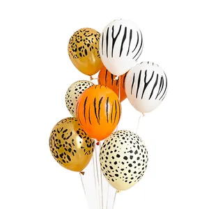 Globos de Látex con Estampado de Animales Cebra Tigre Vaca Pata Leopardo Tema de Selva Decoración de Fiesta Para Cumpleaños