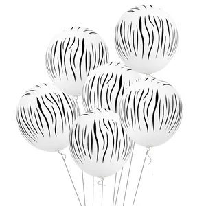 Set de seis globos de látex con estampado de cebra para decoración de fiesta de selva