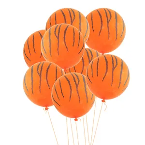Set de globos de látex naranjas con estampado de tigre para decoración fiesta jungla