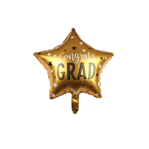 Ballon en aluminium doré en forme d'étoile avec texte Congrats Grad pour remise de diplôme