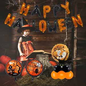 Halloween balloon set with Happy Halloween foil letters, pumpkins and ghost party decorations