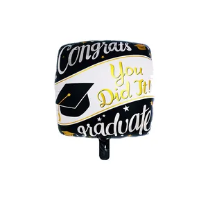 Ballon carré en aluminium pour remise de diplôme avec texte You Did It et motif de toque