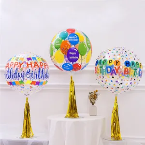 Transparent Printed Bobo Balloon Happy Birthday Party Decoration Confetti Bunting Pattern Ins Style Photo Prop Balloon