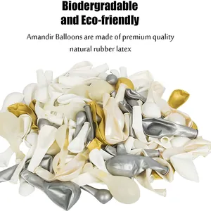 Daisy balloon arch kit with premium white gold and silver biodegradable latex balloons