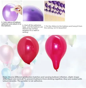 Guide d'installation de ballons avec pastilles adhésives et ruban pour décoration