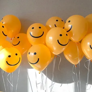 Yellow Smiley Face Latex Balloons Round Decorative Balloons For Birthday Party Wedding Event Celebration Decoration