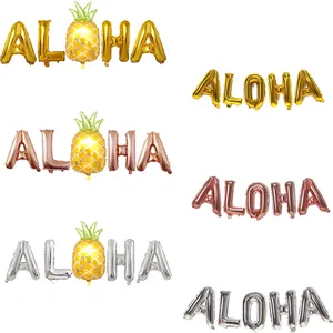 ALOHA Aluminum Film Balloon Including Pineapple Tropical Hawaiian Party Decorations Gold Silver Rose Gold Metallic Foil Balloons