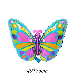 Colorful butterfly foil balloon in light blue for children birthday party decor 49x76cm