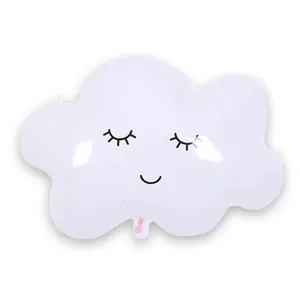 White cloud-shaped foil balloon featuring a cute smiling face for birthday party decorations