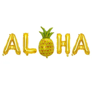 Kit de ballons ALOHA tropicaux avec lettres dorées et décoration de fête en forme d'ananas