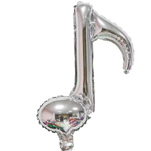 Globo de papel de aluminio plateado con forma de nota musical para decoración de fiestas