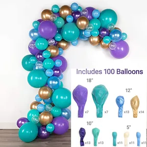 100pcs purple and blue balloon arch kit with metallic gold accents for party decoration