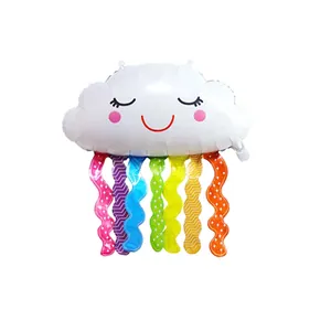 Smiley face cloud balloon with colorful tassels for birthday party decoration