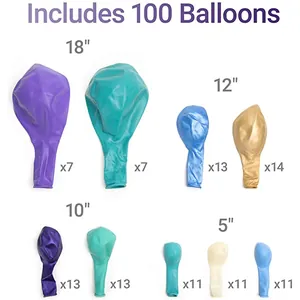 100pcs purple and blue balloon arch kit with various sizes for party wall decorations