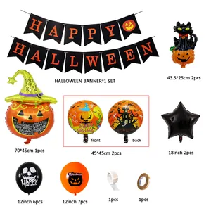 Set decorazioni per Halloween con palloncini a zucca e striscione per feste