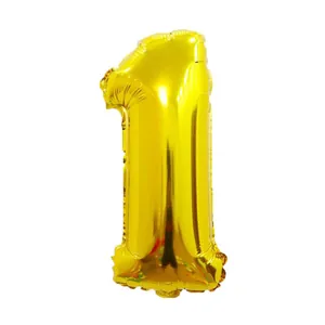 16-inch metallic gold foil balloon in number 1 shape for birthday party decoration