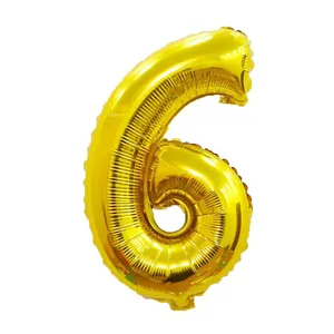 16-inch golden number 6 foil balloon with metallic finish for birthday party decoration
