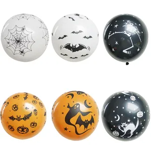 Halloween Latex Balloons Black White Orange Printed Ghost Bat Spider Web Skeleton Party Decoration Festive Balloons