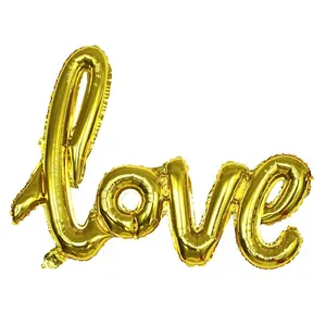 Large shiny gold LOVE foil balloon for wedding party and romantic proposal decoration