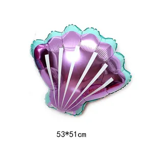 Ballon en aluminium en forme de coquillage violet et bleu menthe pour décor de fête