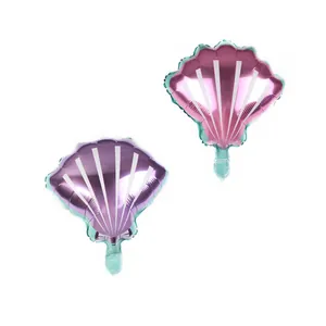 Ballons en aluminium en forme de coquillage rose et violet pour décorations de fête océan