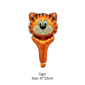 Cartoon Tiger Aluminiumfolienballon mit Handgriff für Kinder, Größe 47x23cm
