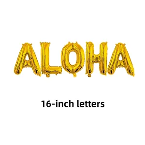 Χρυσά μπαλόνια ALOHA 16 ιντσών για διακόσμηση καλοκαιρινού πάρτι με θέμα τη Χαβάη