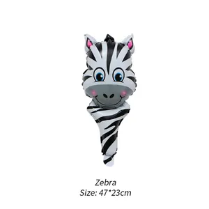 Zebra-Folienballon für Kinder, schwarz-weiß gestreift, Handmodell für Partys, 47x23 cm