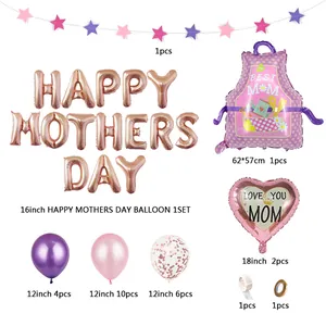 Rose gold Happy Mother's Day balloon set with apron shape and heart star decor