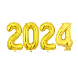 Ballons 2024 dorés en aluminium pour décoration de remise de diplôme et fête d'école