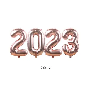 Set of 32-inch rose gold 2023 number foil balloons for New Year and party decorations