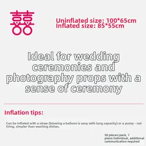Large magenta Double Happiness aluminum foil balloon for Chinese wedding decor 85x55cm