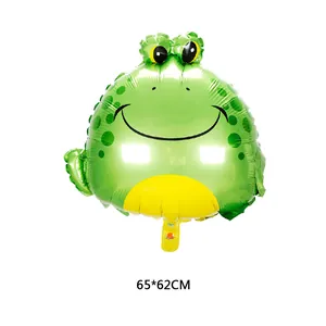 Globo de papel de aluminio con forma de rana para decoración de cumpleaños, 65x62cm verde