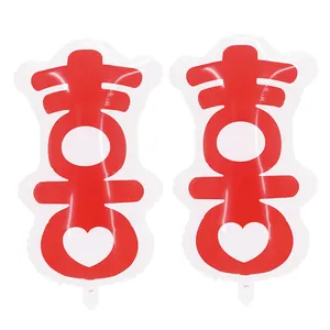 Set of two red Chinese Double Happiness aluminum foil balloons for wedding decorations