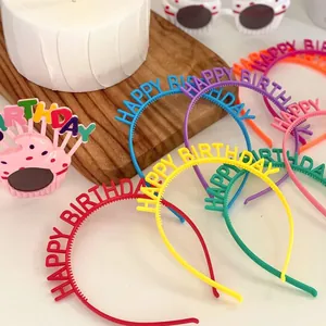 Happy Birthday Plastic Headband Colorful Letter Hairband Birthday Party Props Decoration For Kids Adults Photo Booth Accessories