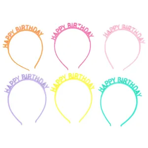 Colorful Happy Birthday headbands set in six vibrant colors for party photo props