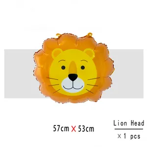Ballon en aluminium tête de lion pour fête thème jungle, taille 57cm x 53cm