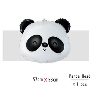 Ballon en aluminium tête de panda pour fête de la jungle, taille 57cm x 53cm