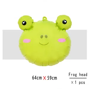 Ballon tête de grenouille en aluminium pour fête d'anniversaire jungle 64x59cm