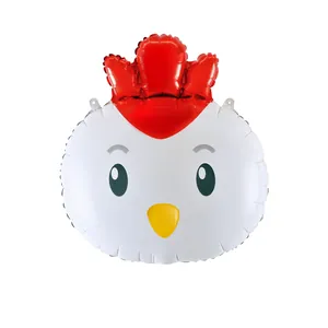 Ballon en aluminium coq de dessin animé pour fête d'animaux et décoration d'anniversaire