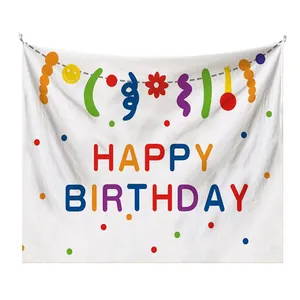Colorful Happy Birthday wall hanging tapestry for kids party room decoration