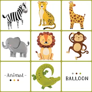 Süße Tierformen Aluminiumfolienballons Löwe Elefant Affe Zebra Giraffe Leopard Krokodil Cartoon Party Dekorationen