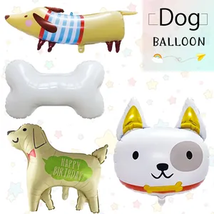 Ballons en Aluminium en Forme de Chien de Dessin Animé Os de Chiot Teckel Ballon Mylar pour Décoration de Fête d'Anniversaire