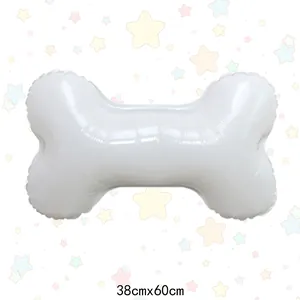 Ballon en aluminium blanc en forme d'os pour décoration fête animaux 38x60cm