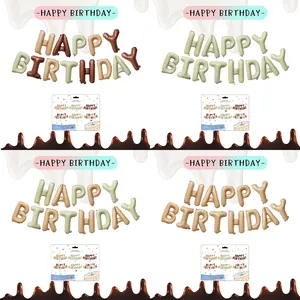 Μπαλόνια Αλουμινίου Happy Birthday Γράμματα Ρετρό Καραμέλα Καφές Κρέμα Καφέ Διακοσμήσεις Πάρτι Στολίδι Εορτασμού