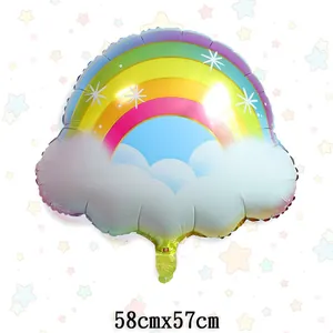 Palloncino in alluminio arcobaleno e nuvola per feste, dimensioni 58cm x 57cm