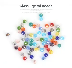 Macro shot of 6mm multi-colored faceted glass rondelle beads for DIY jewelry making